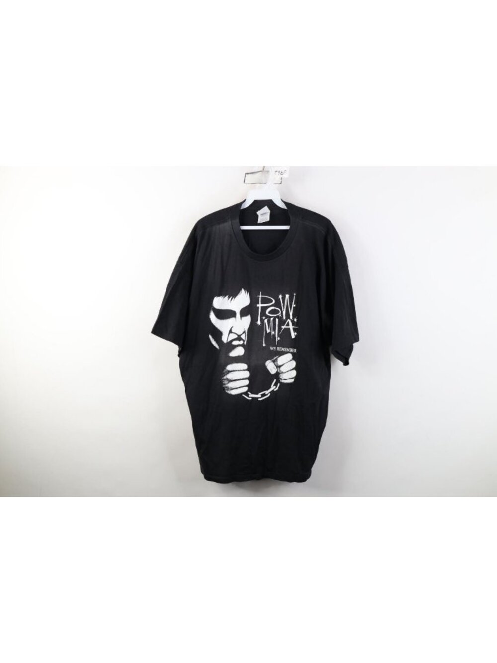 Vintage Mens 2XL XXL Military POW MIA We Remember Short Sleeve T-Shirt Black